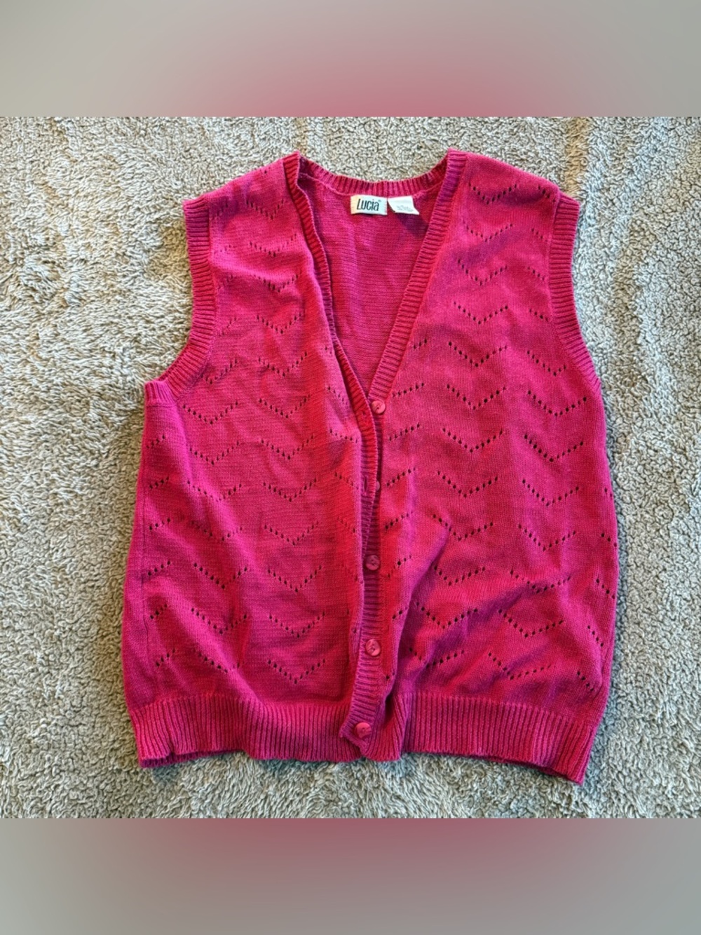 Pink sleeveless crotchet top, medium